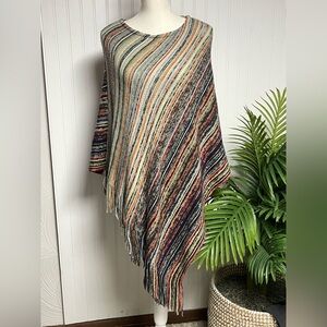 Coco + Carmen Multicolor Striped Cape Poncho Adult One Size